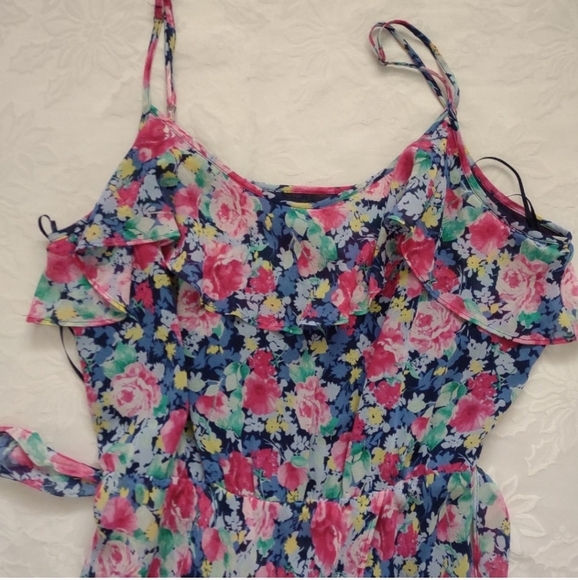 Joie Anthropologie Silk pink prairie floral flowy high low faux wrap dress